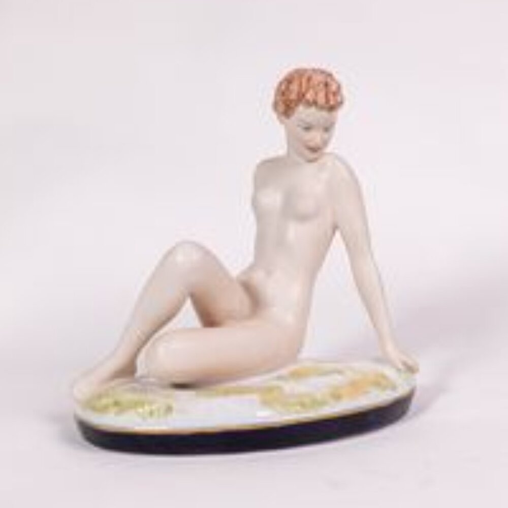 Antique Royal Dux Porcelain Figure - Nude with Red hair  - Figure # 711